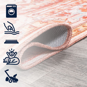 Asa Ornate Medallion Washable Area Rug
